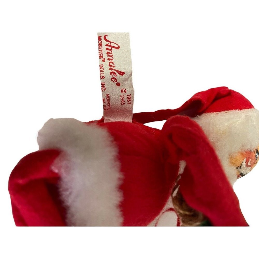 Annalee Santa Claus Christmas Doll Unisex OS Red Vintage 1963 1965 Felt Posable - Picture 3 of 6